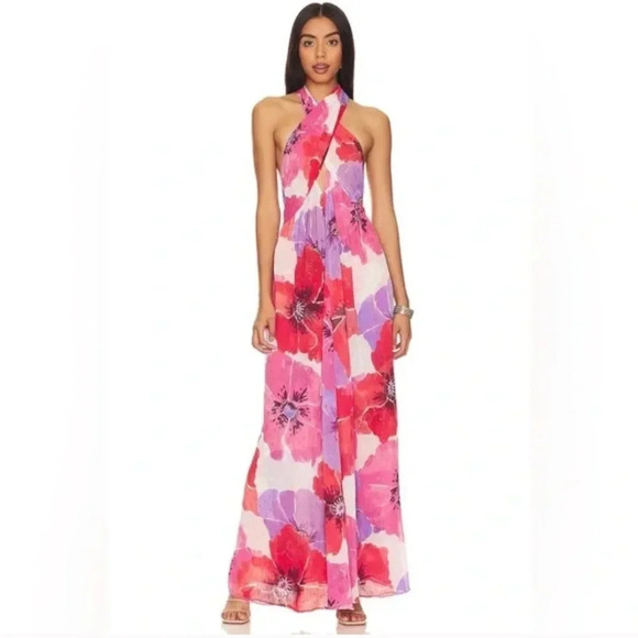 NWT MISA Los Angeles Alexandra Maxi Dress in Poppy Print - Size S - Picture 1 of 2